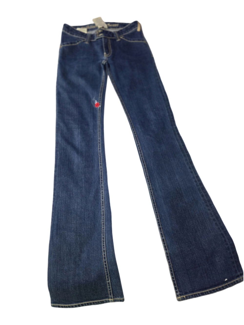 Women's Twisted Heart Boot Cut Jeans Size 27 Blue Gold